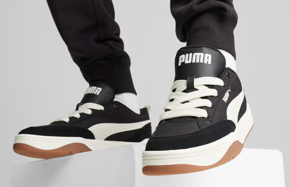 Мужские кеды PUMA Park Lifestyle Street Sneakers кожаные черные фото 