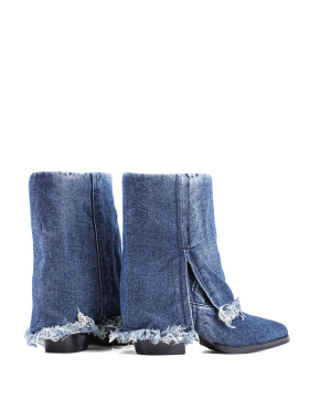 Жіночі черевики козаки MIRATON сині джинсові - фото 5 - Miraton