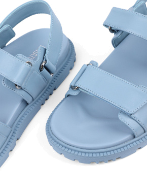 Жіночі сандалі MIRATON шкіряні блакитні на липучках - фото 5 - Miraton