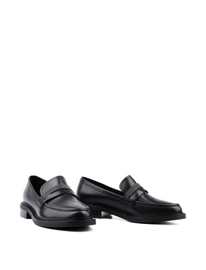 Женские туфли лоферы черные кожаные - фото 3 - Miraton