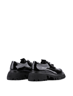 Женские туфли оксфорды черные лаковые - фото 5 - Miraton