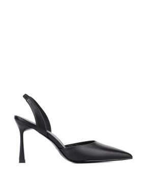 Жіночі туфлі слінгбеки шкіряні чорні - фото 1 - Miraton