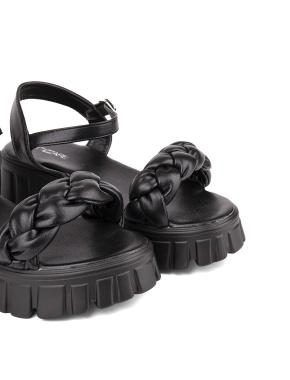 Жіночі сандалі з плетінням чорні - фото 6 - Miraton