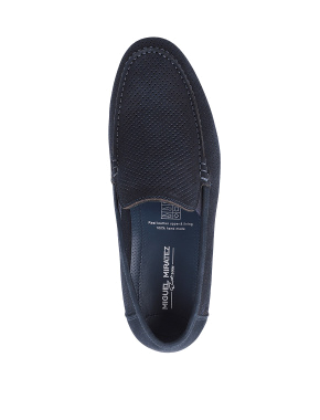 Чоловічі туфлі лофери нубукові сині - фото 4 - Miraton