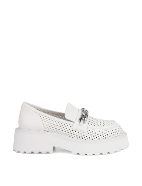Жіночі туфлі лофери шкіряні білого кольору - фото 1 - Miraton