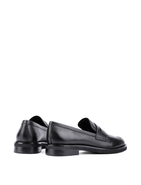 Женские туфли лоферы черные кожаные - фото 4 - Miraton