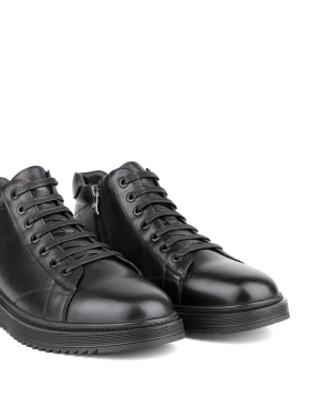 Мужские кожаные ботинки с подкладкой из натурального меха - фото 5 - Miraton