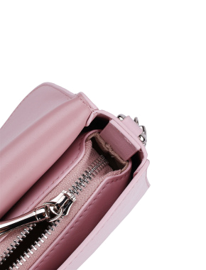 Женская сумка через плечо MIRATON кожаная розовая с цепочкой - фото 5 - Miraton