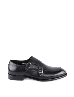 Мужские туфли кожаные черные монки - фото 1 - Miraton