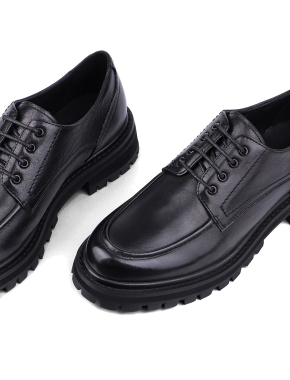 Женские туфли оксфорды черные кожаные - фото 5 - Miraton