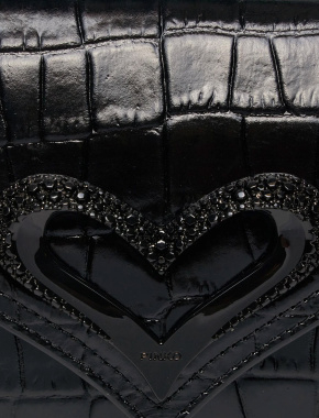 Сумка жіноча хобо Pinko шкіряна чорна з декоративною застібкою - фото 5 - Miraton