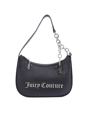 Женская сумка хобо Juicy Couture из экокожи черная с логотипом - фото 1 - Miraton