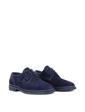 Мужские туфли оксфорды синие замшевые - фото 2 - Miraton