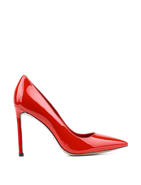 Жіночі туфлі з гострим носком червоні лакові - фото 1 - Miraton