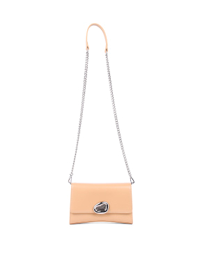 Женская сумка кросс-боди MIRATON кожаная бежевая с цепочкой - фото 4 - Miraton