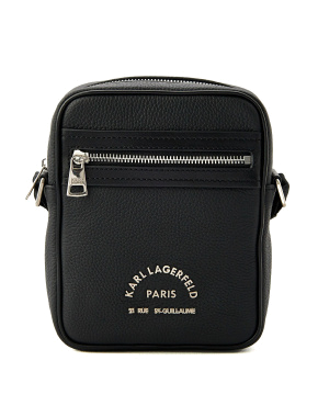 Чоловіча сумка через плече Karl Lagerfeld тканинна чорна - фото 1 - Miraton
