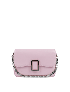 Женская сумка через плечо MIRATON кожаная розовая с цепочкой - фото  - Miraton