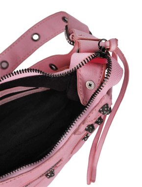 Сумка MIRATON Хобо тканинна рожева із заклепками - фото 5 - Miraton