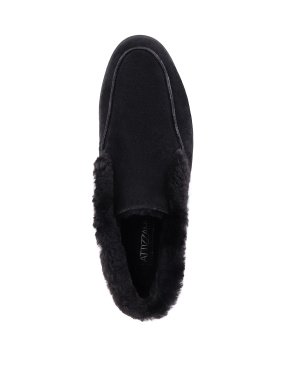 Жіночі черевики чорні велюрові з підкладкою із натурального хутра - фото 4 - Miraton