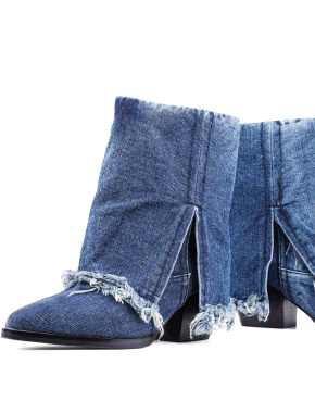Жіночі черевики козаки MIRATON сині джинсові - фото 3 - Miraton