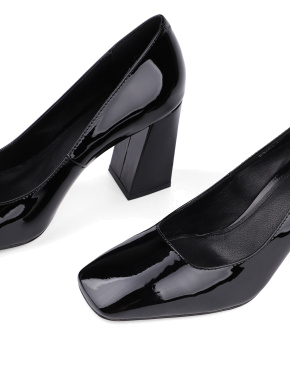 Жіночі туфлі-човники Attizzare лакові з квадратним носом чорні - фото 4 - Miraton