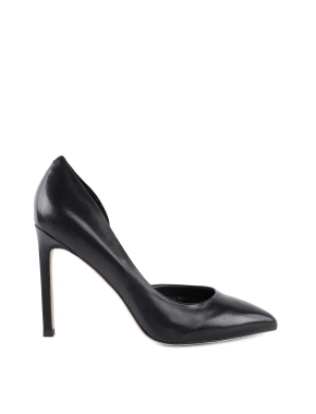 Жіночі туфлі шкіряні чорні з гострим носком - фото 1 - Miraton