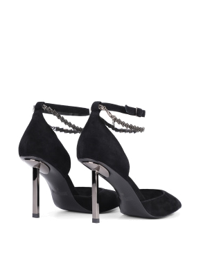 Женские туфли MIRATON замшевые черные с тонким ремешком - фото 3 - Miraton