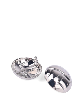 Жіночі сережки пуссети MIRATON круглі зі срібним покриттям із затискачем - фото 1 - Miraton