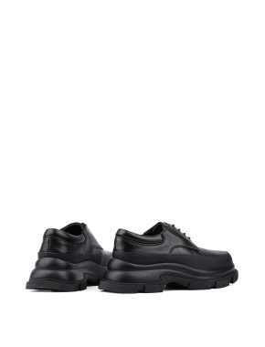 Женские туфли спортивные черные кожаные - фото 4 - Miraton