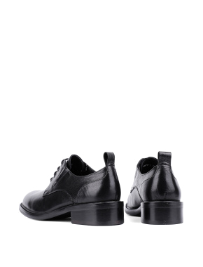 Женские туфли дерби черные кожаные - фото 4 - Miraton