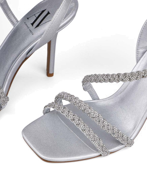 Жіночі босоніжки Albano шкіряні срібного кольору - фото 5 - Miraton