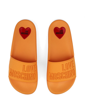 Жіночі шльопанці Love Moschino помаранчеві гумові - фото 2 - Miraton