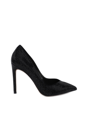 Женские туфли черные велюровые с острым носком - фото 2 - Miraton