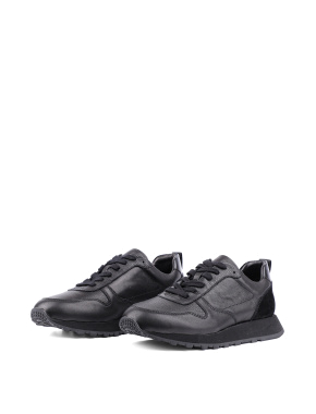 Женские кроссовки черные кожаные - фото 3 - Miraton
