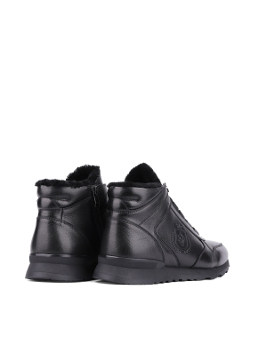 Мужские ботинки спортивные черные кожаные с подкладкой из натурального меха - фото 2 - Miraton