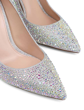 Жіночі туфлі-човники MiaMay срібного кольору з камінням - фото 5 - Miraton