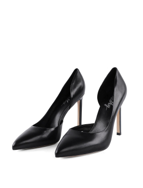 Жіночі туфлі шкіряні чорні з гострим носком - фото 2 - Miraton