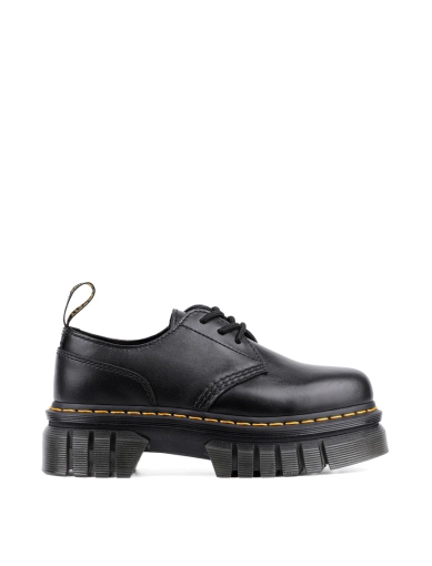 Женские туфли дерби Dr. Martens кожаные черные на чанки подошве фото 1