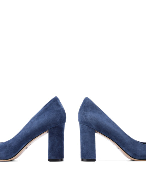 Жіночі туфлі з гострим носком сині велюрові - фото 2 - Miraton