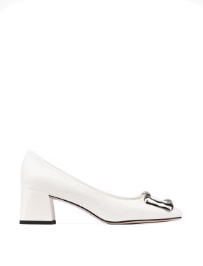Жіночі туфлі MIRATON лакові з квадратним мисом білого кольору - фото 1 - Miraton
