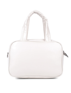 Жіноча сумка карго MIRATON шкіряна молочна з накладними кишенями - фото 3 - Miraton