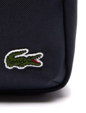 Чоловіча сумка через плече Lacoste тканинна синя з логотипом - фото 4 - Miraton