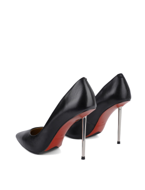 Жіночі туфлі з гострим носком шкіряні чорні - фото 3 - Miraton