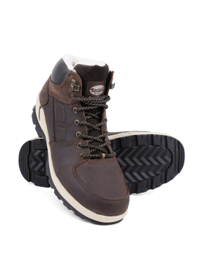 Чоловічі зимові шкіряні черевики з підкладкою з натурального хутра коричневі - фото 2 - Miraton