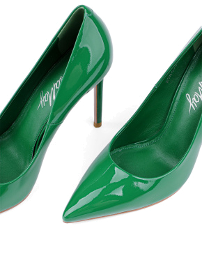 Жіночі туфлі з гострим носком зелені лакові - фото 5 - Miraton