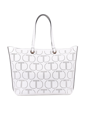 Жіноча сумка шопер TwinSet з экошкіри біла з логотипом - фото 1 - Miraton