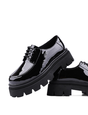 Женские туфли оксфорды черные наплаковые - фото 2 - Miraton