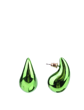 Жіночі сережки пуссети краплі MIRATON зелений металік - фото 1 - Miraton