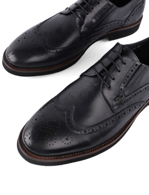 Мужские туфли броги черные кожаные - фото 5 - Miraton