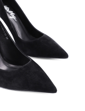 Жіночі туфлі з гострим носком чорні велюрові - фото 5 - Miraton
